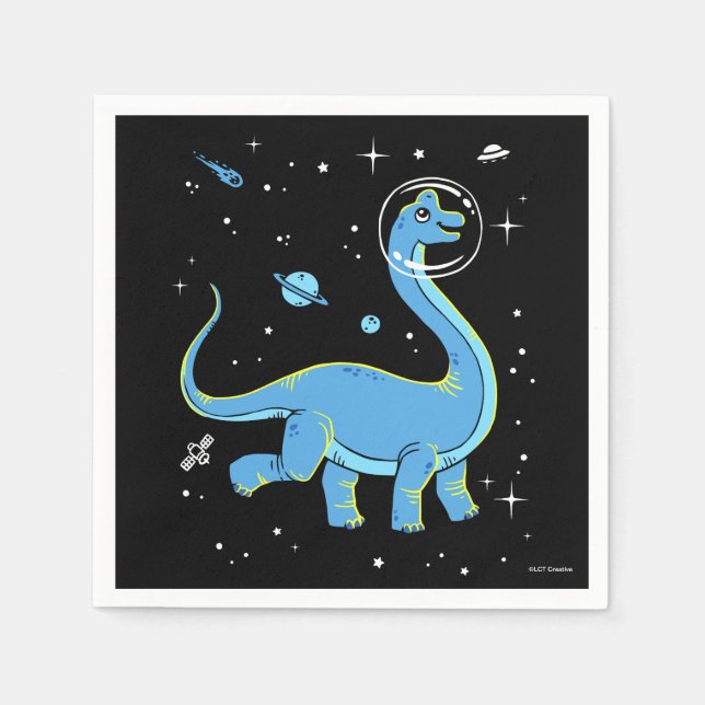 Blue Brachiosaurus Dinos in Space Pappersservett (Framsidan)