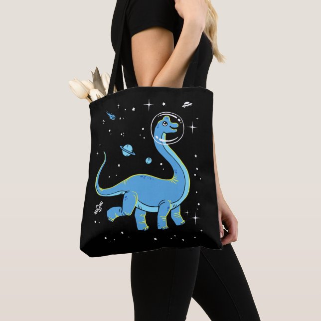 Blue Brachiosaurus Dinos in Space Tygkasse (Närbild)