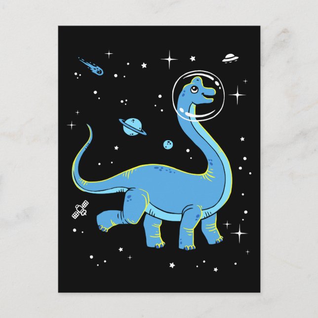 Blue Brachiosaurus Dinos in Space Vykort (Framsida)