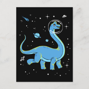 Blue Brachiosaurus Dinos in Space Vykort