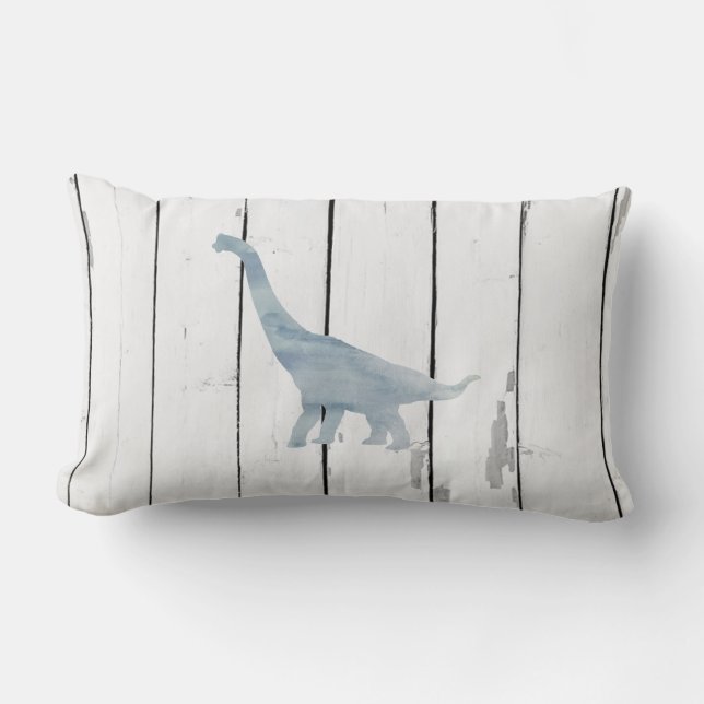 Blue Brachiosaurus Dinosaur Shiplap Rustic Decor Lumbarkudde (Framsida)
