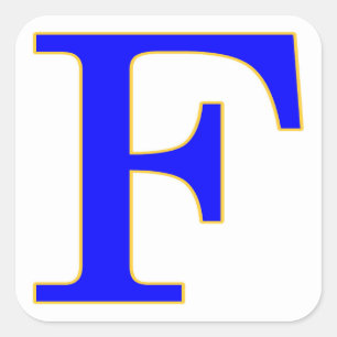 Blue Brev F Sticker Fyrkantigt Klistermärke