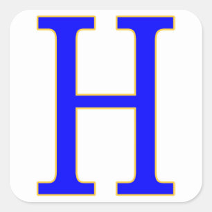 Blue Brev H Sticker Fyrkantigt Klistermärke