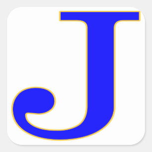Blue Brev J Sticker Fyrkantigt Klistermärke