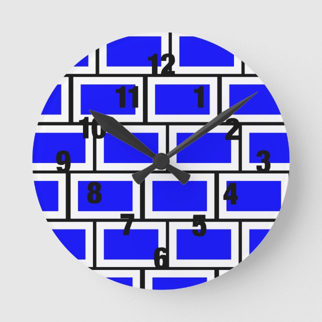 Blue Brick Clock Rund Klocka (Framsida)