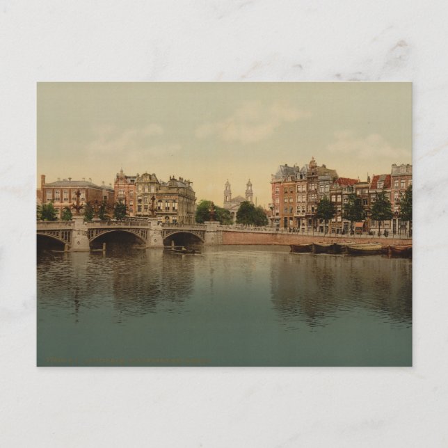 Blue Bridge och Amstel River, Amsterdam Vykort (Framsida)