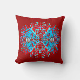 Blue Bright Red på Red Jewel-like Mandala Design Kudde