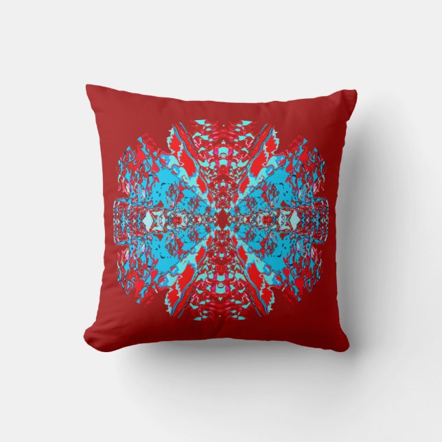 Blue Bright Red på Red Jewel-like Mandala Design Kudde (Framsida)