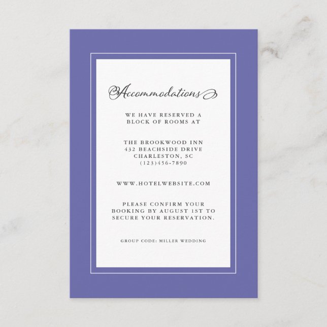 Blue Bröllop Detail Modern Chic Gräns Tilläggskort (Framsida)