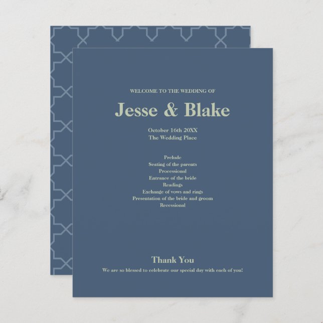 Blue Bröllop med Latticwork Mönster (Fram/baksida)