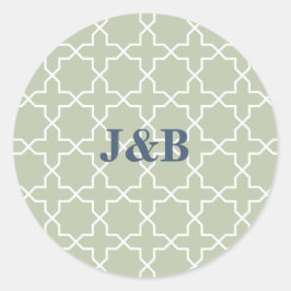 Blue Bröllop med Latticwork Mönster Runt Klistermärke