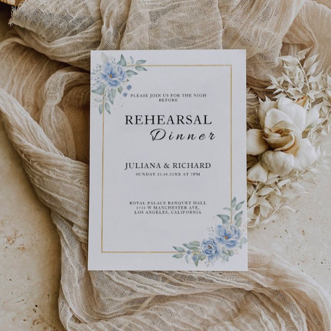 Blue Bröllop Rehearsal Dinner Sign Natt Natt, Inbjudningar (Blue Wedding Rehearsal Dinner Sign Night, Invitation)