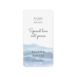Blue Bröllop Spread Kärlek Not Germs Hand Sanitize Adressetikett