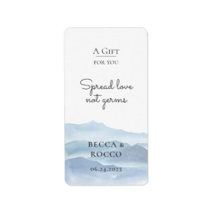 Blue Bröllop Spread Kärlek Not Germs Hand Sanitize Adressetikett