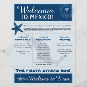 Blue Bröllop Starfish Välkommen Brev Cancun Mexiko