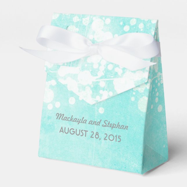 Blue bröllop string ljus glitz presentaskar (Framsidan Sidan)