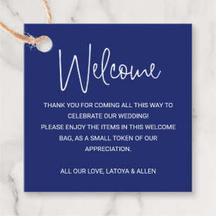 Blue Bröllop Welcome Gift Bag Basket Gåvor Etiketter