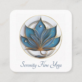 Blue Brown Abstrakt Lotus Flower Elegant snyggt Fyrkantigt Visitkort