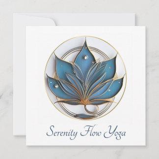 Blue Brown Abstrakt Lotus Flower Elegant snyggt Inbjudningar