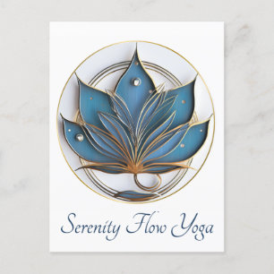 Blue Brown Abstrakt Lotus Flower Elegant snyggt Vykort