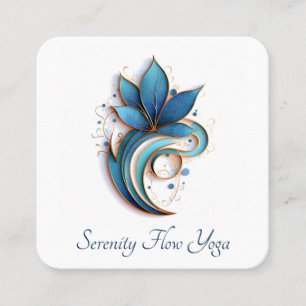 Blue Brown Abstrakt Lotus Swirl Elegant snyggt Fyrkantigt Visitkort