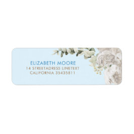 Blue Brown and Sage Foliage Returadress Etikett