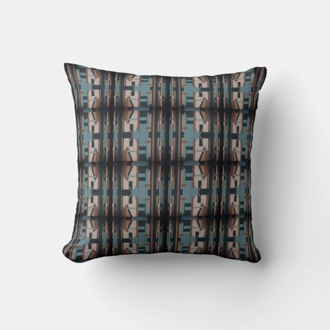 Blue Brown Charcol Beige Southwest look Mosaics Kudde (Framsida)