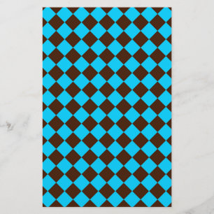 Blue Brown Diamond Checker Mönster Brevpapper