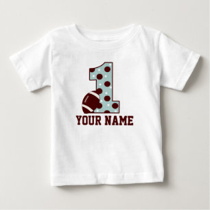 Blue Brown Dot 1st Birthday Football Shirt T-shirt