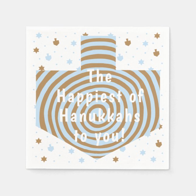 Blue Brown Hanukkah Swirl Dreidel Pappersservett (Framsidan)
