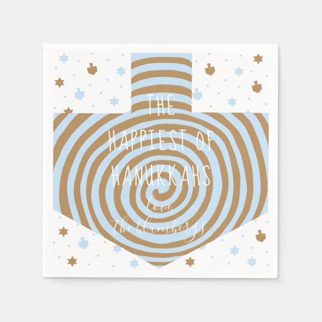 Blue Brown Hanukkah Swirl Dreidel Pappersservett (Framsidan)