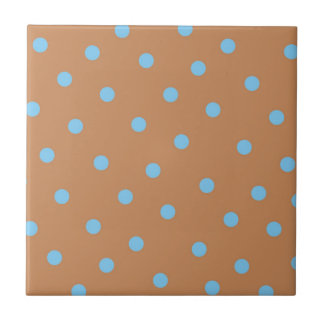 Blue Brown Polkadot Mönster Kakelplatta