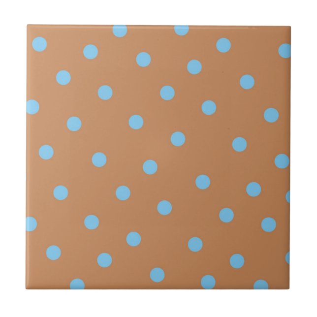 Blue Brown Polkadot Mönster Kakelplatta (Framsidan)