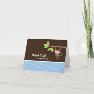 Blue & Brown Safari Monkey Tackkort Card