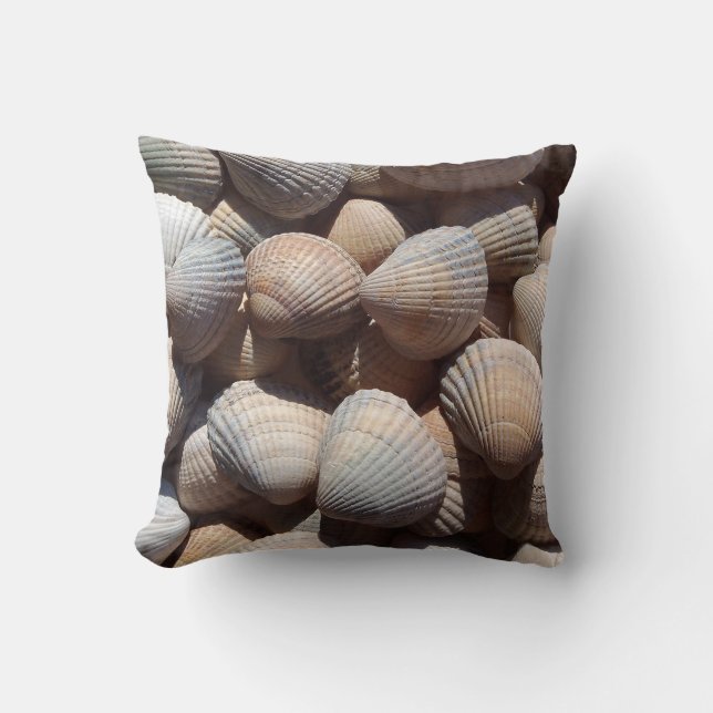 Blue Brown Seashells Summer Beach Pillow Kudde (Framsida)