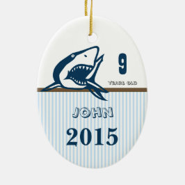 Blue & Brown Shark Dot Rand Photo Ornament