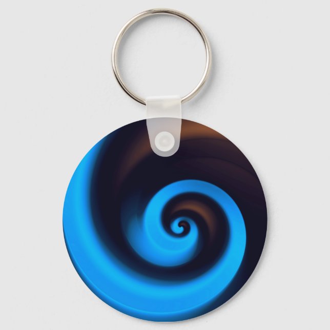 Blue Brown Spiral Cute Coola Modern Abstrakt Art Nyckelring (Framsida)