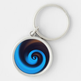 Blue Brown Spiral Cute Coola Modern Abstrakt Art Nyckelring