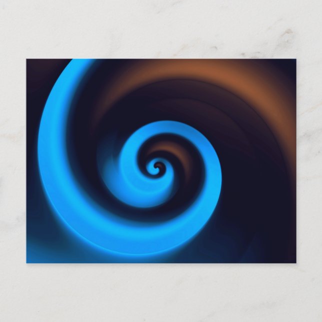 Blue Brown Spiral Cute Coola Modern Abstrakt Art Vykort (Framsida)