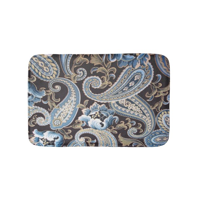 Blue Brown Vintage Paisley Badrumsmatta (Framsidan)