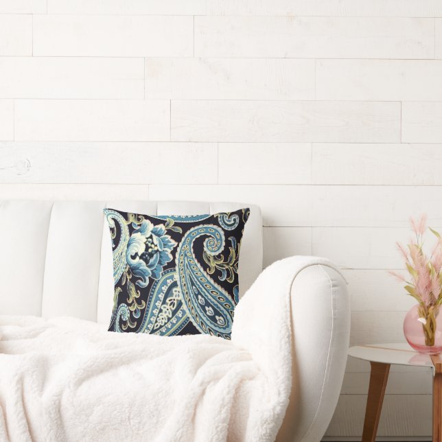 Blue Brown Vintage Paisley Kudde (Soffa)