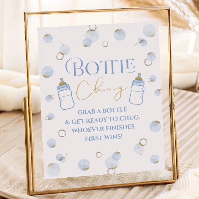 Blue Brunch BubLY och Baby Shower Flaska Chug Poster (Blue Brunch Bubbly and Baby Shower Bottle Chug Poster)