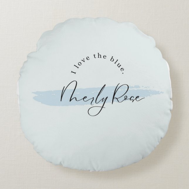 Blue Brush Romance Neily Rose Rund Kudde (Framsidan)