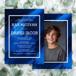Blue Brushstrokes Anpassningsbar Photo PUB BAT MIT Inbjudningar<br><div class="desc">Anpassa den här moderna Pub eller Bat mitzvah inbjudan. Klicka på "anpassa" om du vill redigera texten och lägga till ett foto på baksidan. Du kan justera typsnitt, layout och färg ytterligare. Allt är anpassade. Finns som kort, vykort och digitala nedladdningar. Skicka ett meddelande om du har frågor eller vill...</div>