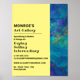 Blue Brushstrokes, Art Dealer, Gallery Advertising Poster