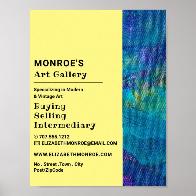 Blue Brushstrokes, Art Dealer, Gallery Advertising Poster (Framsidan)