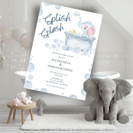 Blue Bubble Bath Animal Baby Shower Inbjudningar