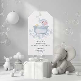 Blue Bubble Bath Animal Baby Shower Presentetikett
