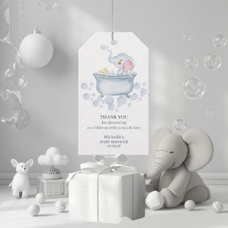 Blue Bubble Bath Animal Baby Shower Presentetikett