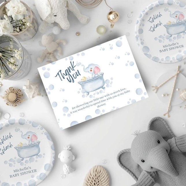 Blue Bubble Bath Animal Baby Shower Tack Kort (Skapare uppladdad)